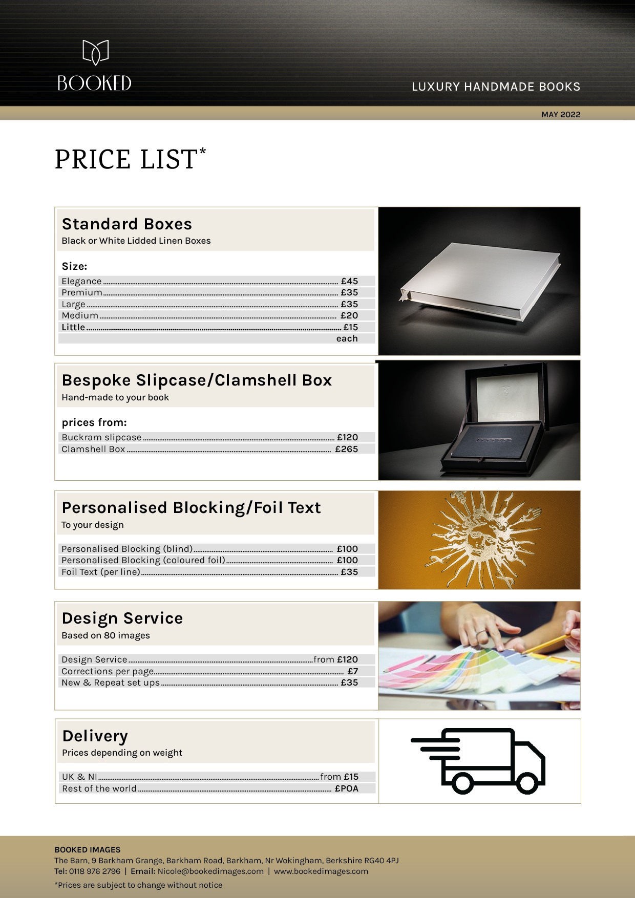 Booked Images Pricelist
