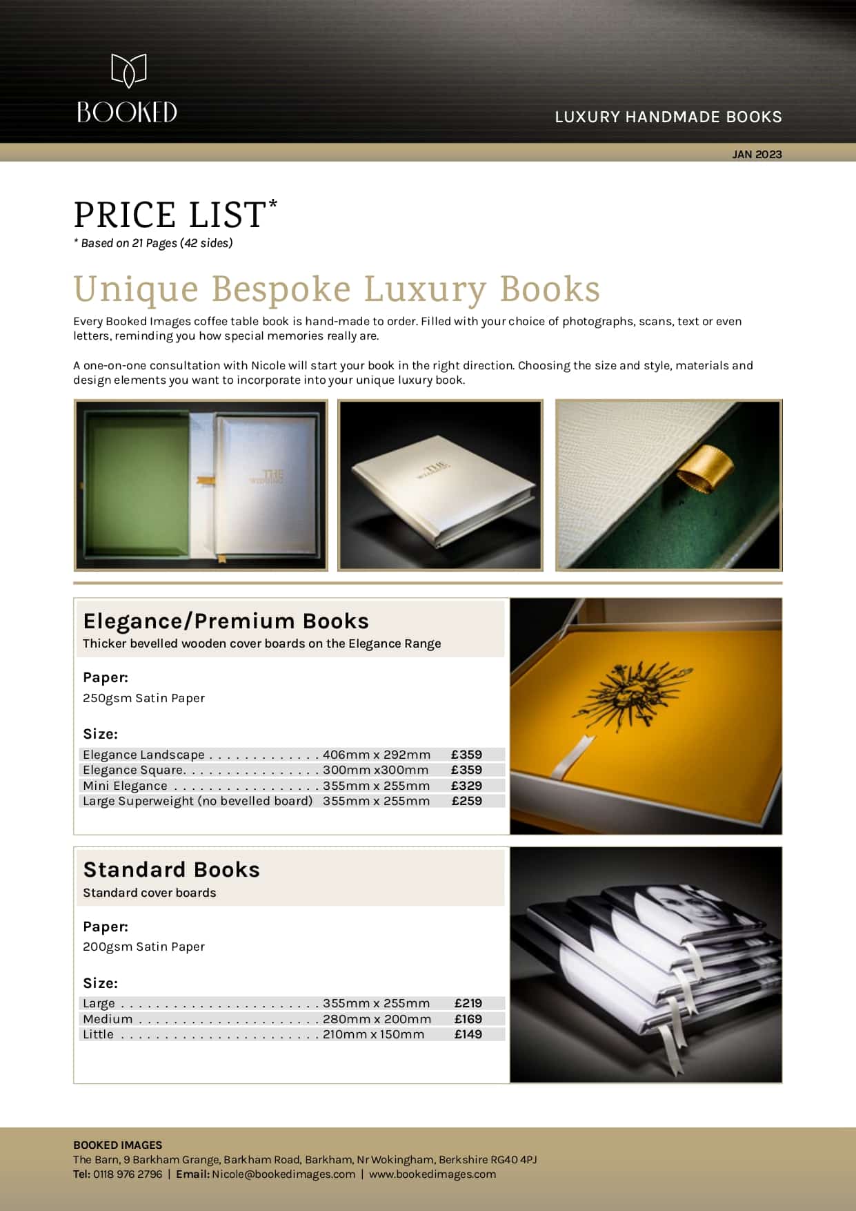 Booked Images Pricelist