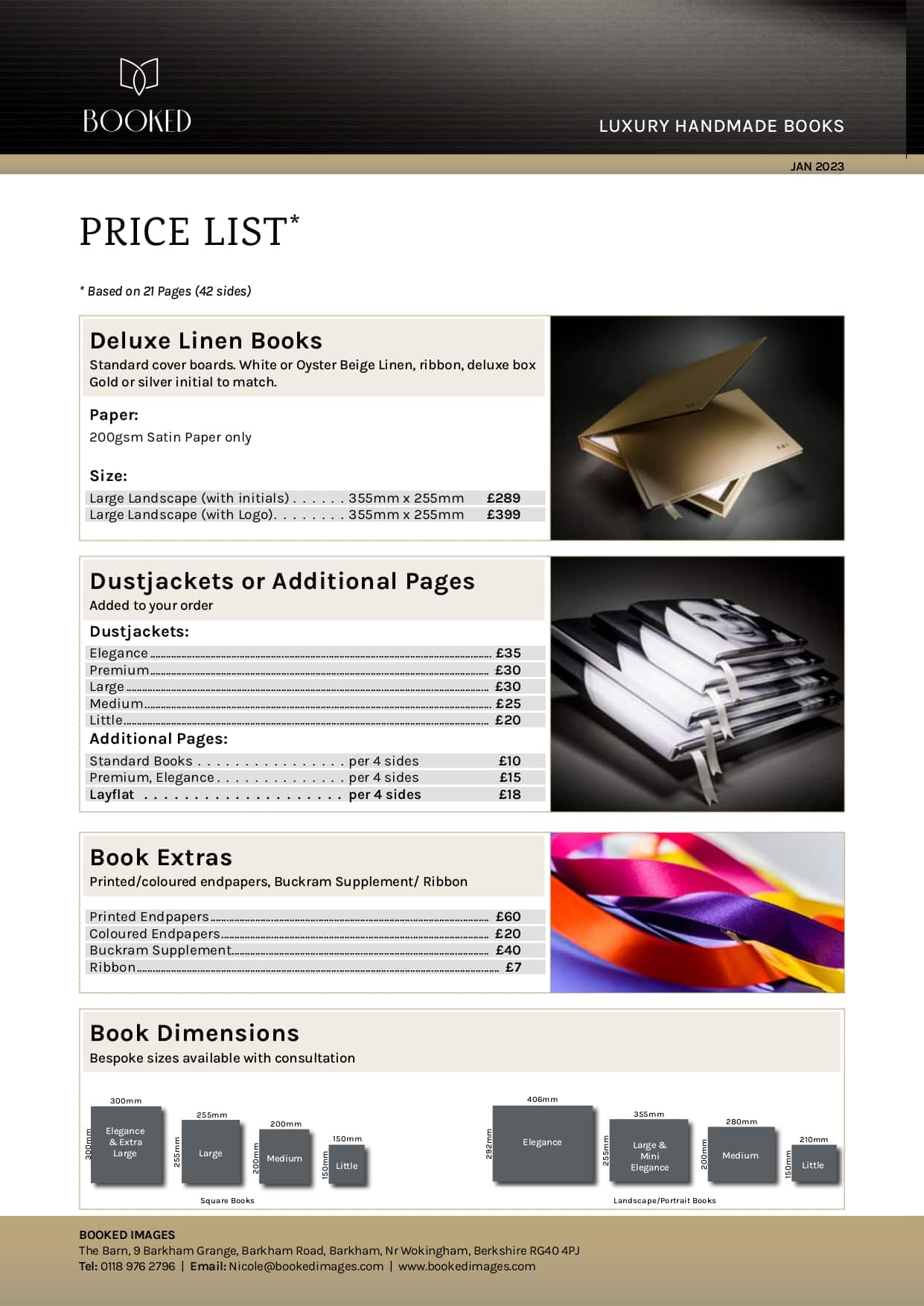 Booked Images Pricelist