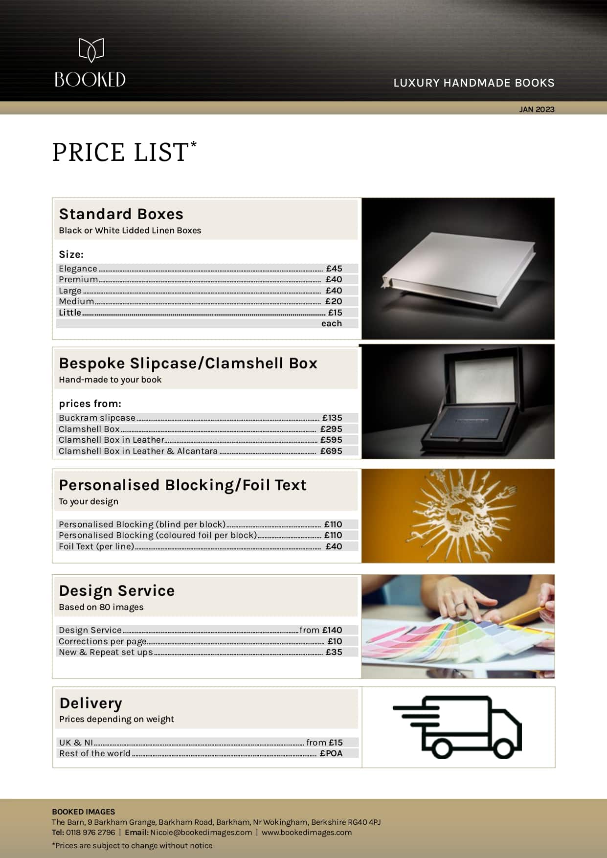 Booked Images Pricelist