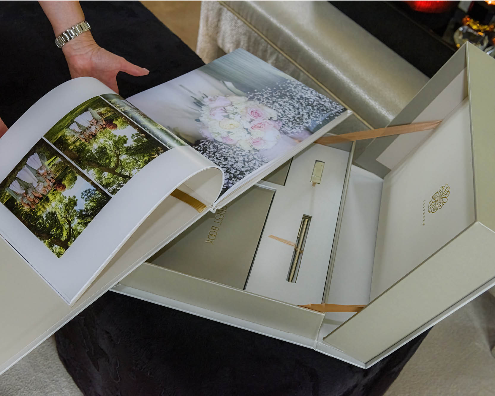 Inside luxury wedding photo book